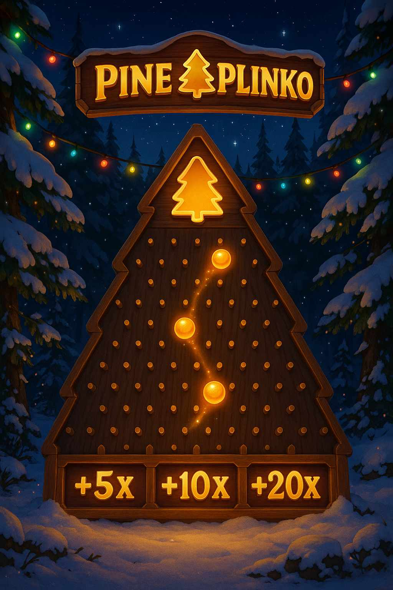 Slot Pine of Plinko con tavola Plinko e foresta innevata notturna
